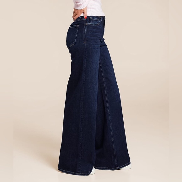 Vervet Olivia High Rise Ultra Wide Leg Stretch Jean Sz 31 Sparkle Dark Wash - Picture 2 of 11